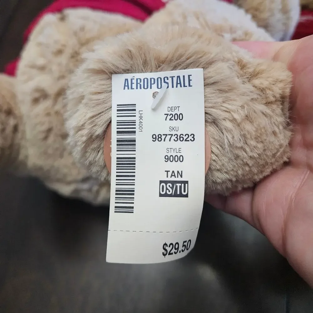 Aeropostale Collectible Teddy Bears Lot‎ of 2 Red Hoodie Plush Y2K NEW Holiday